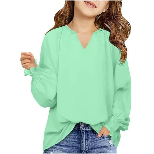New Loose-fitting Solid Color Long Sleeves Children's Clothing Shirt by GJG Denim