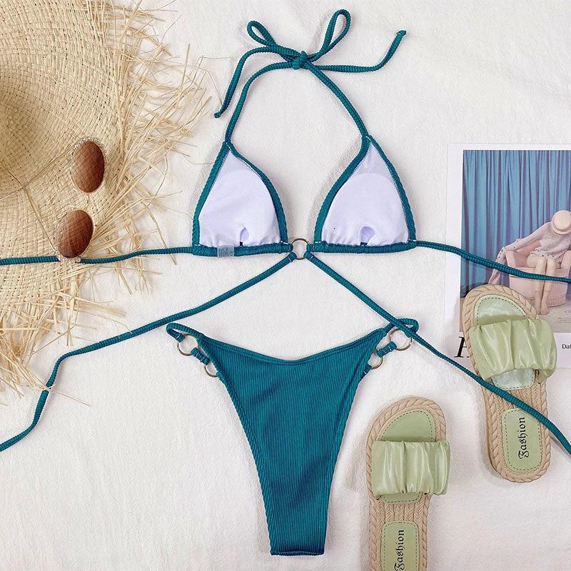 Women Swimwear Sexy Beach Bikini Set Bathing Suit by GJG Denim