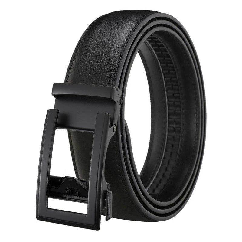 Men's Leather Belt Automatic Buckle Two-layer Cowhide Hollow by GJG Denim