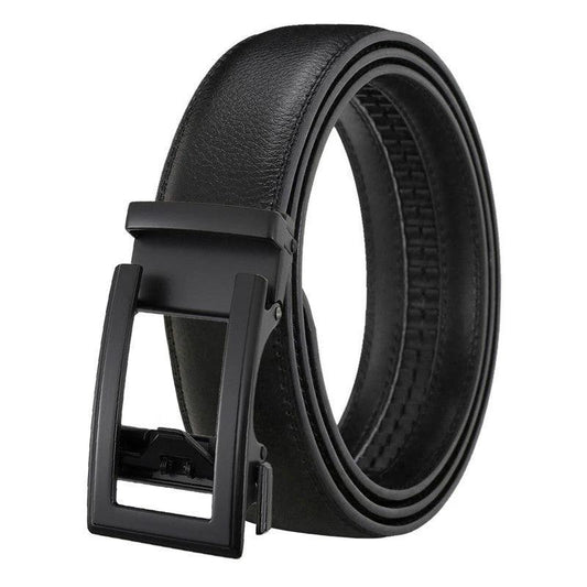 Men's Leather Belt Automatic Buckle Two-layer Cowhide Hollow by GJG Denim