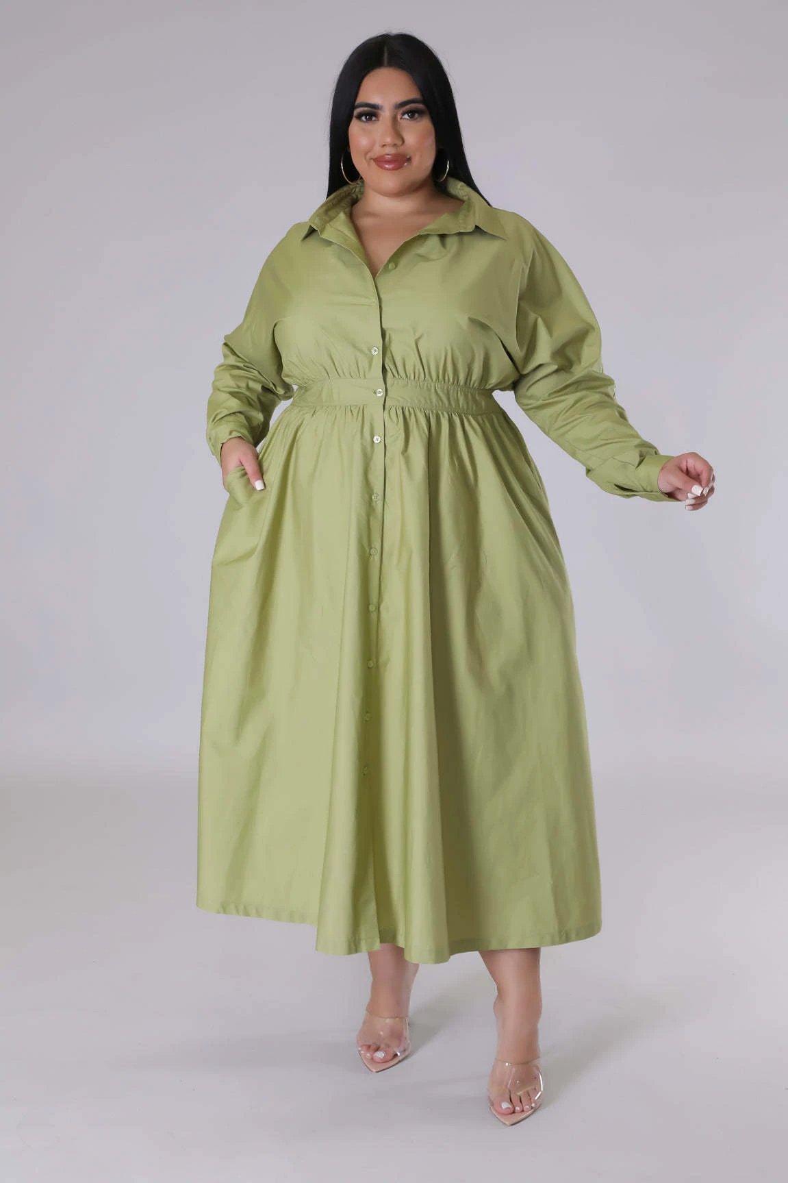Fashion Plus Size Women's dress long V-neck by GJG Denim