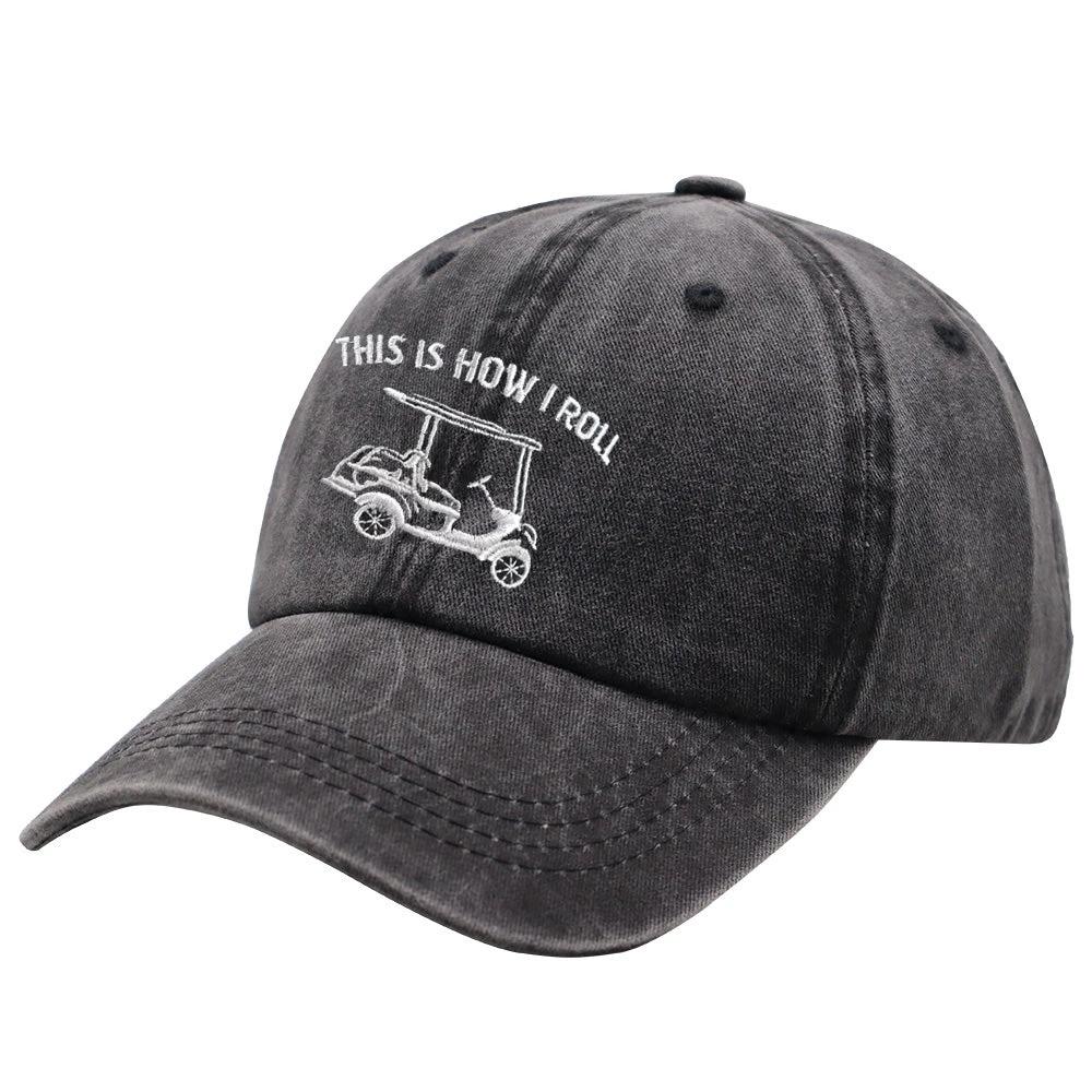 Men's "This Is How I Roll" Golf Cart Baseball Cap by GJG Denim