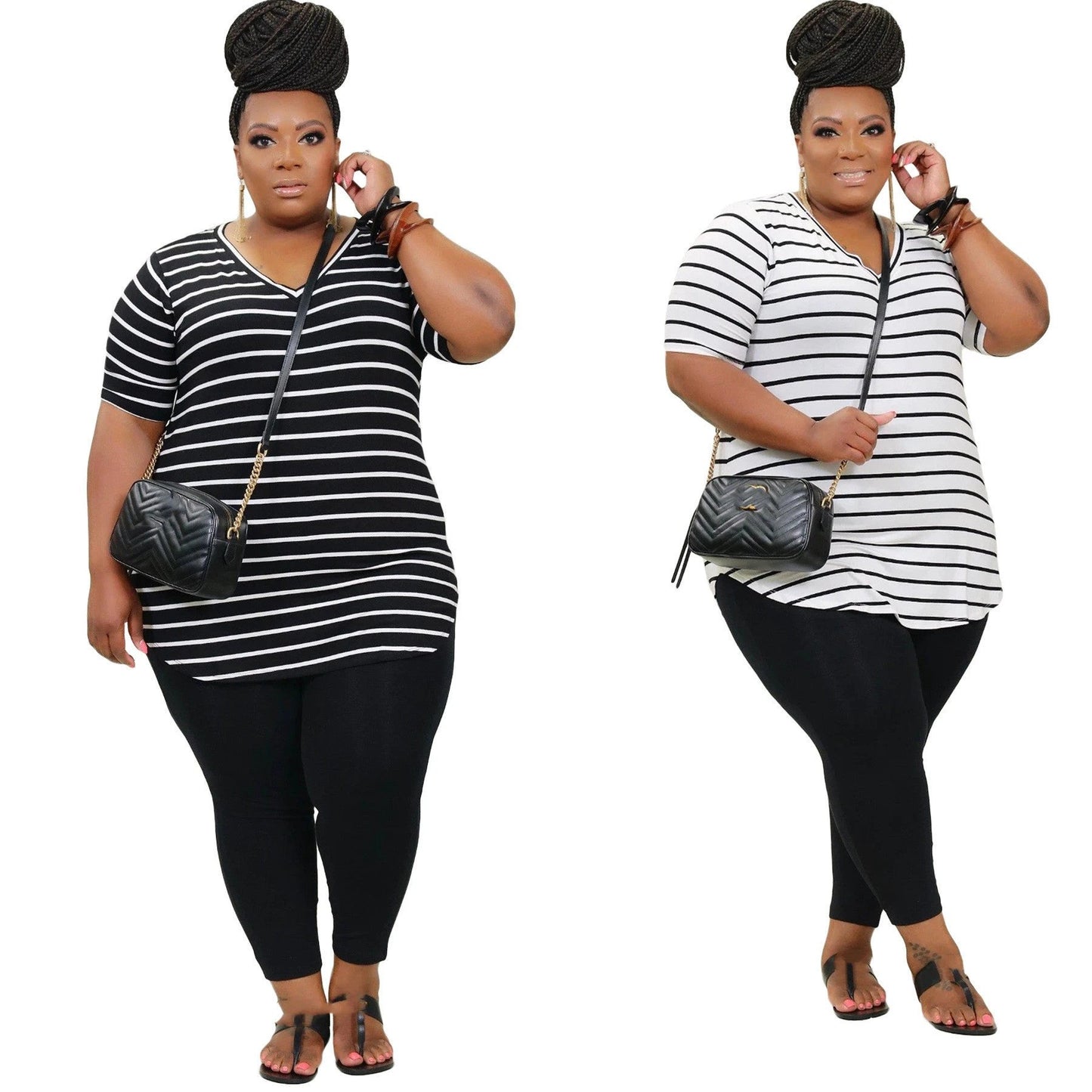Women's Positioning Plus Size 5X Striped Printed Casual Suit by GJG Denim