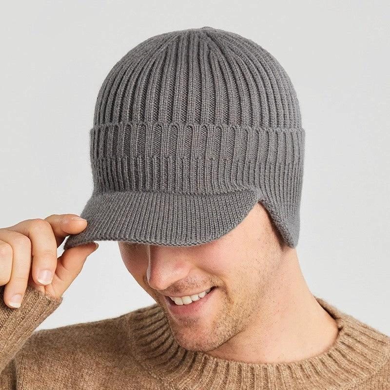 Men's Warm Ear Protection Knitted Beanie Hat by GJG Denim