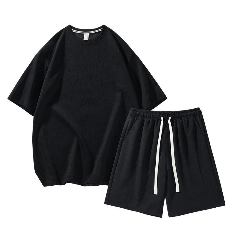Men's Lightweight Casual Short-Sleeve Shorts Set by GJG Denim