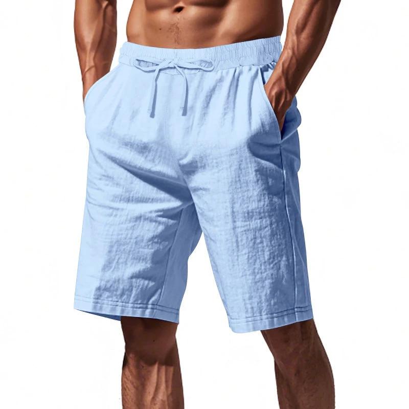 Men's Pants Loose Casual Linen Solid Color Shorts by GJG Denim