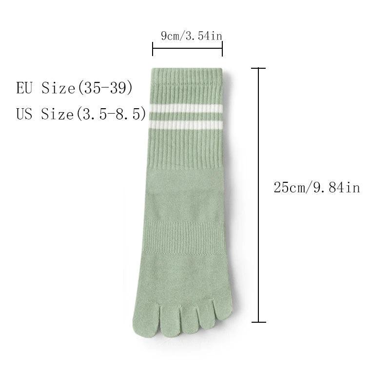 8 Pairs Women's Professional Non-slip Sports Yoga Running Fitness Multi-functional Mid-calf Solid Color Five-finger Dot Rubber Socks by GJG Denim
