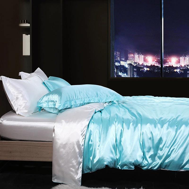 Pure-color Double-sided Silk Quilt Cover Four-piece Set by GJG Denim