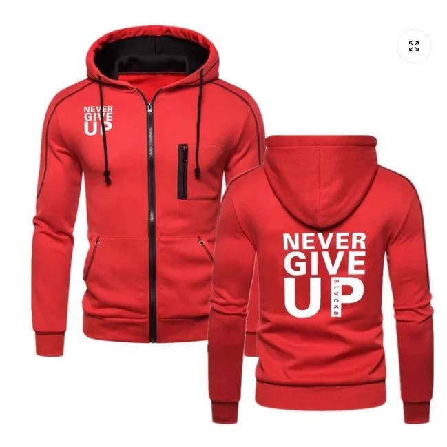 Men's "Never Give Up" Hoodies by GJG Denim