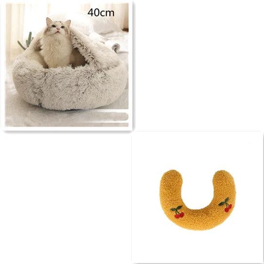 2 In 1 Dog And Cat Bed Pet Winter Bed Round Plush Warm Bed House Soft Long Plush Pets Bed Pet Products by GJG Denim