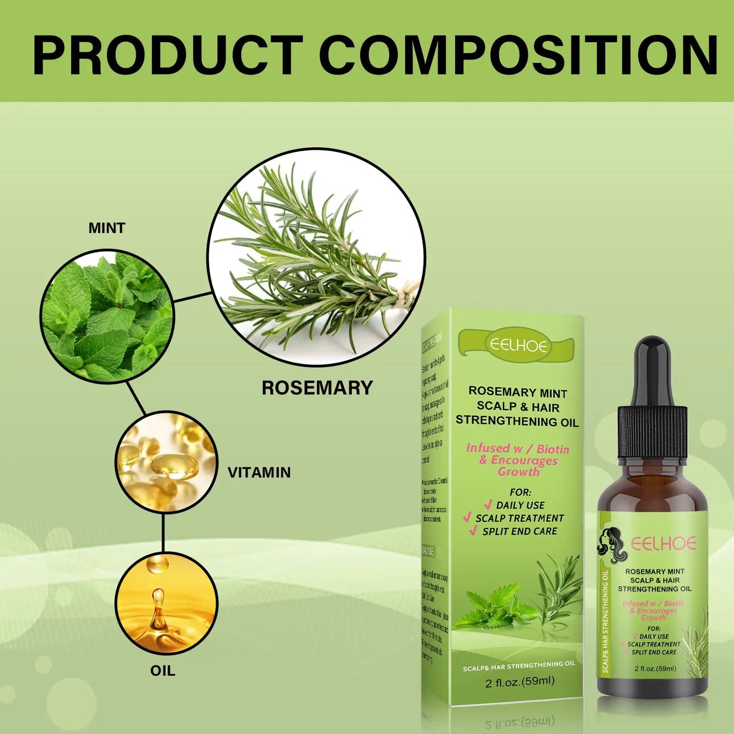 Rosemary Mint Hair Growth Fluid Scalp Massage by GJG Denim