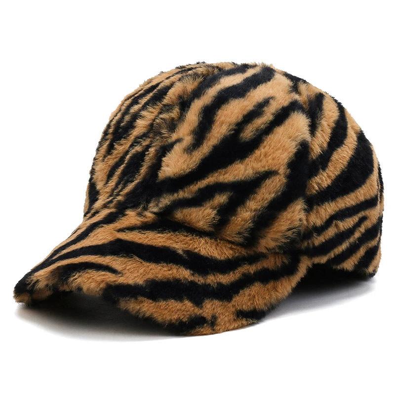Fashion Leopard Fleece Baseball All-matching Peaked Cap by GJG Denim