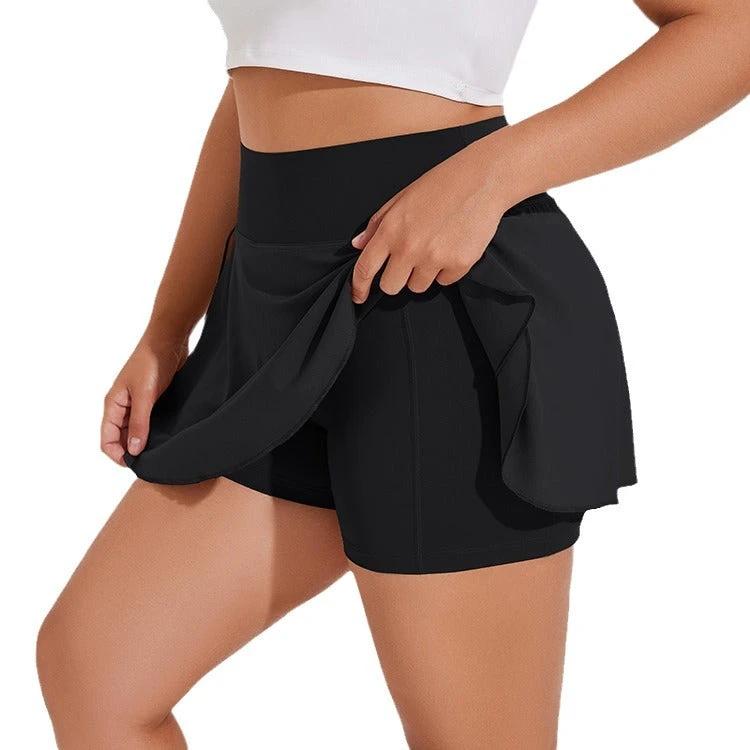 Plus Size High Waist Running Sports Short Skirt Women's Fitness Pants Yoga Skirt by GJG Denim