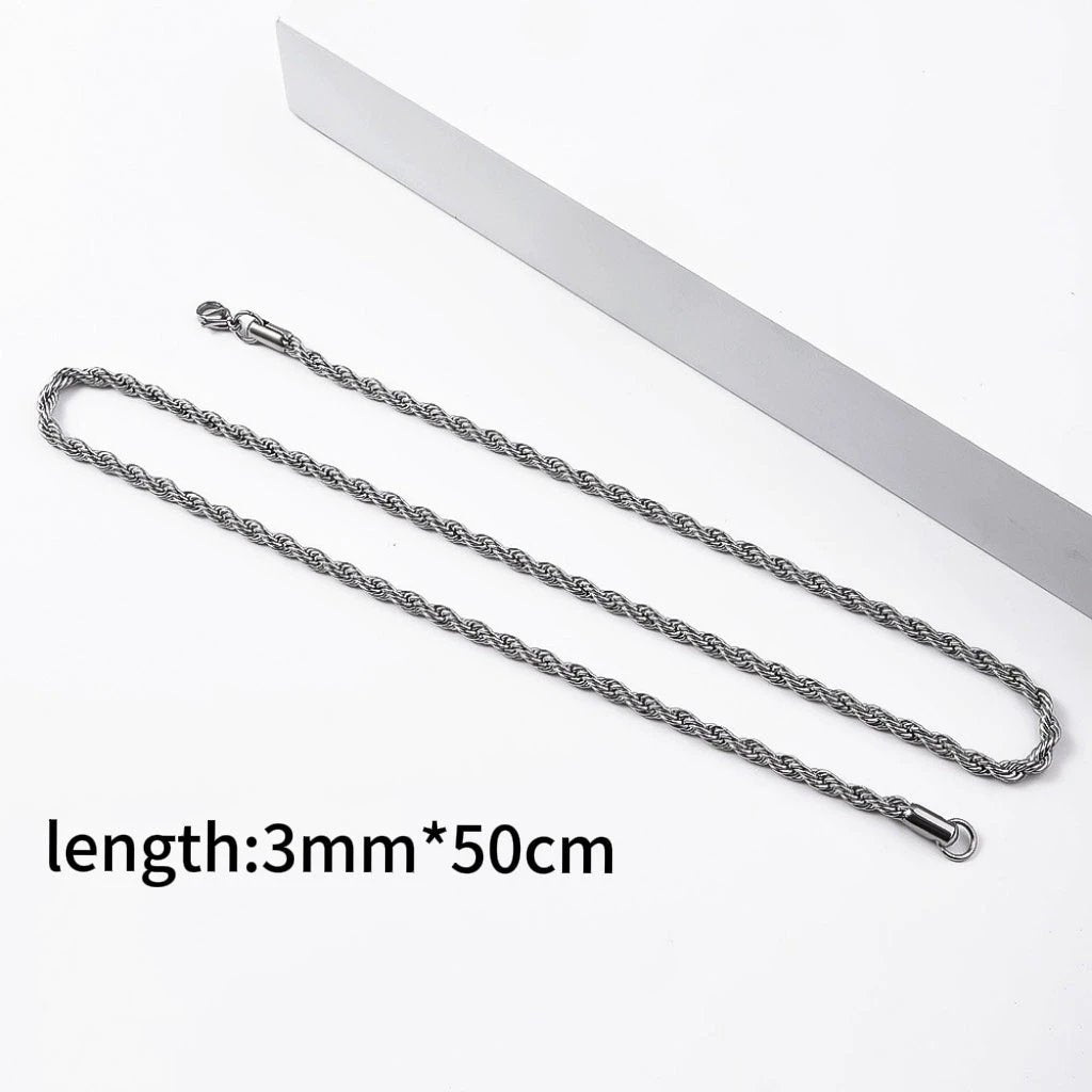Stainless Steel Twist Chain Necklace For Men by GJG Denim