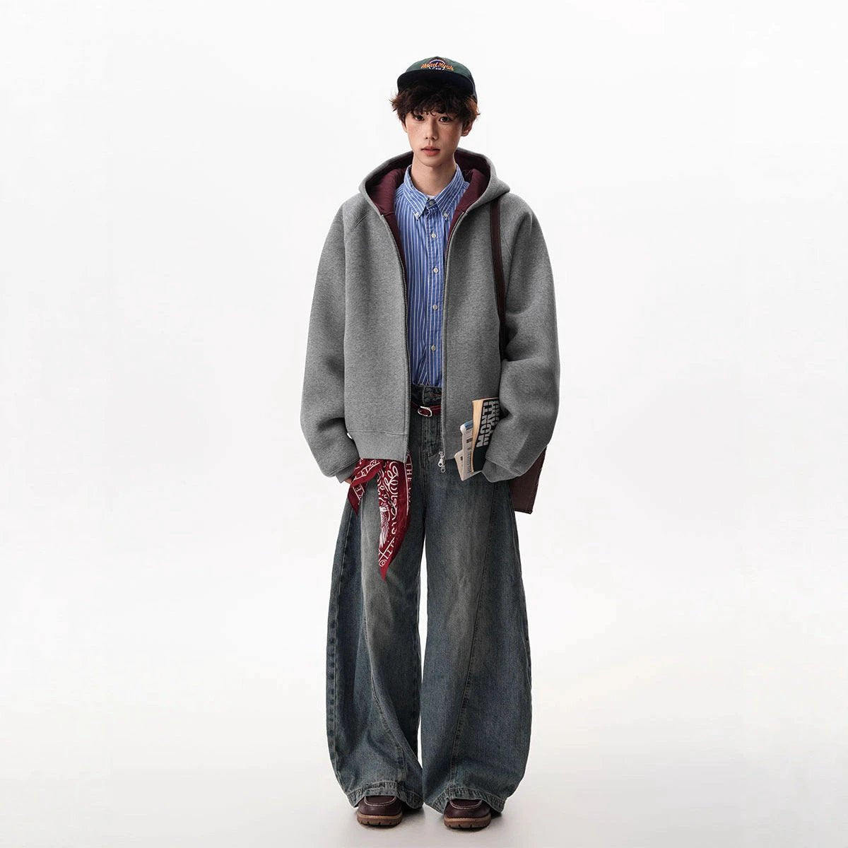 Men's Zipper Hooded Cardigan Sweater by GJG Denim