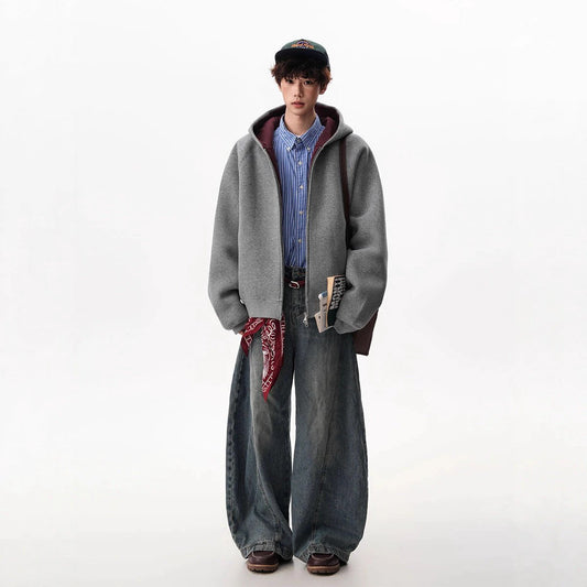 Men's Zipper Hooded Cardigan Sweater by GJG Denim