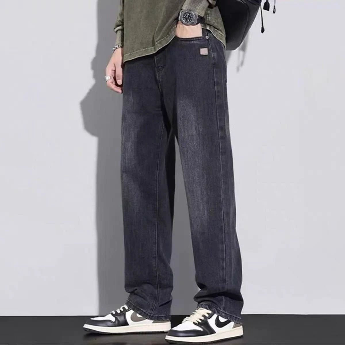 Men's Fleece Lined Retro Straight Leg Jeans by GJG Denim