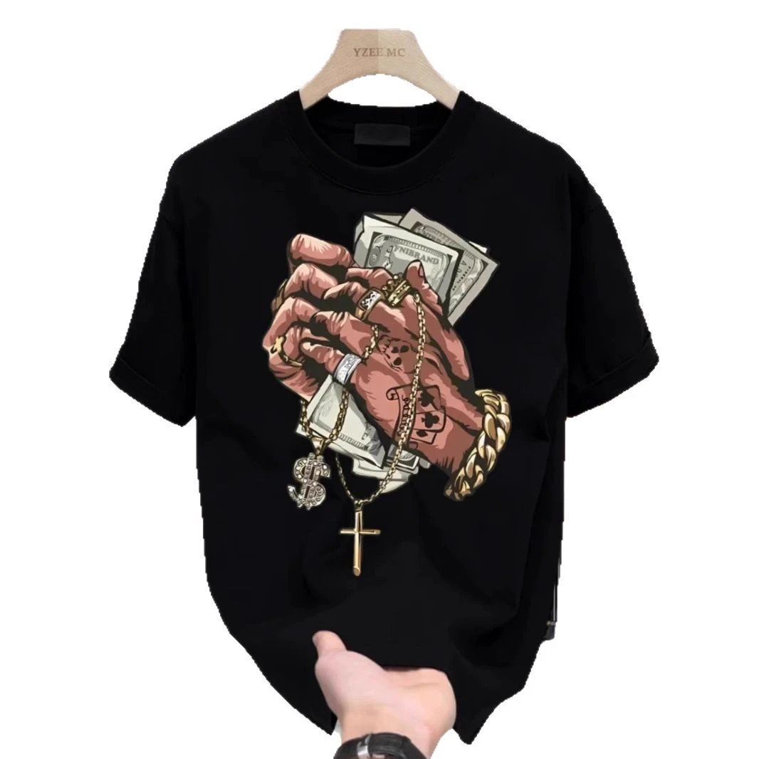 Men's Printed Short-Sleeve Loose T-Shirt by GJG Denim