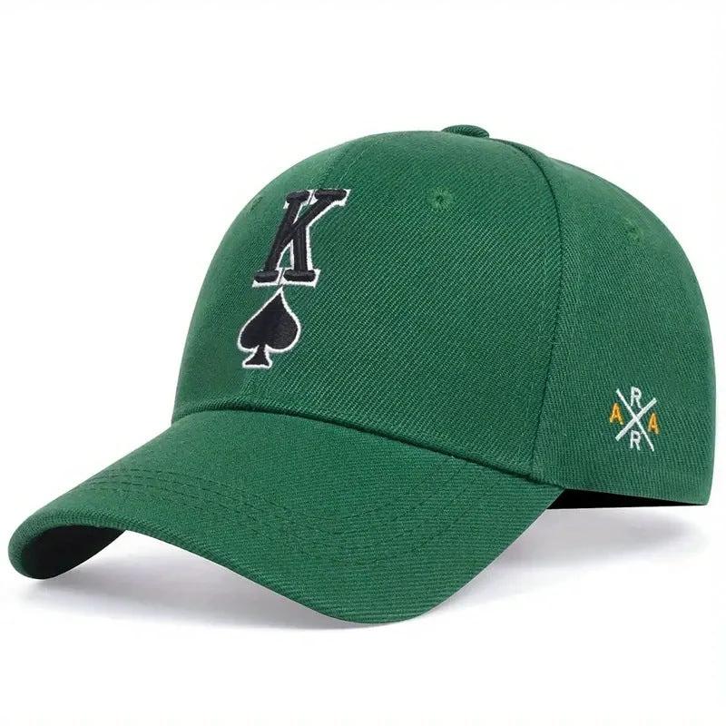 Men's Embroidered Spade K Baseball Cap by GJG Denim