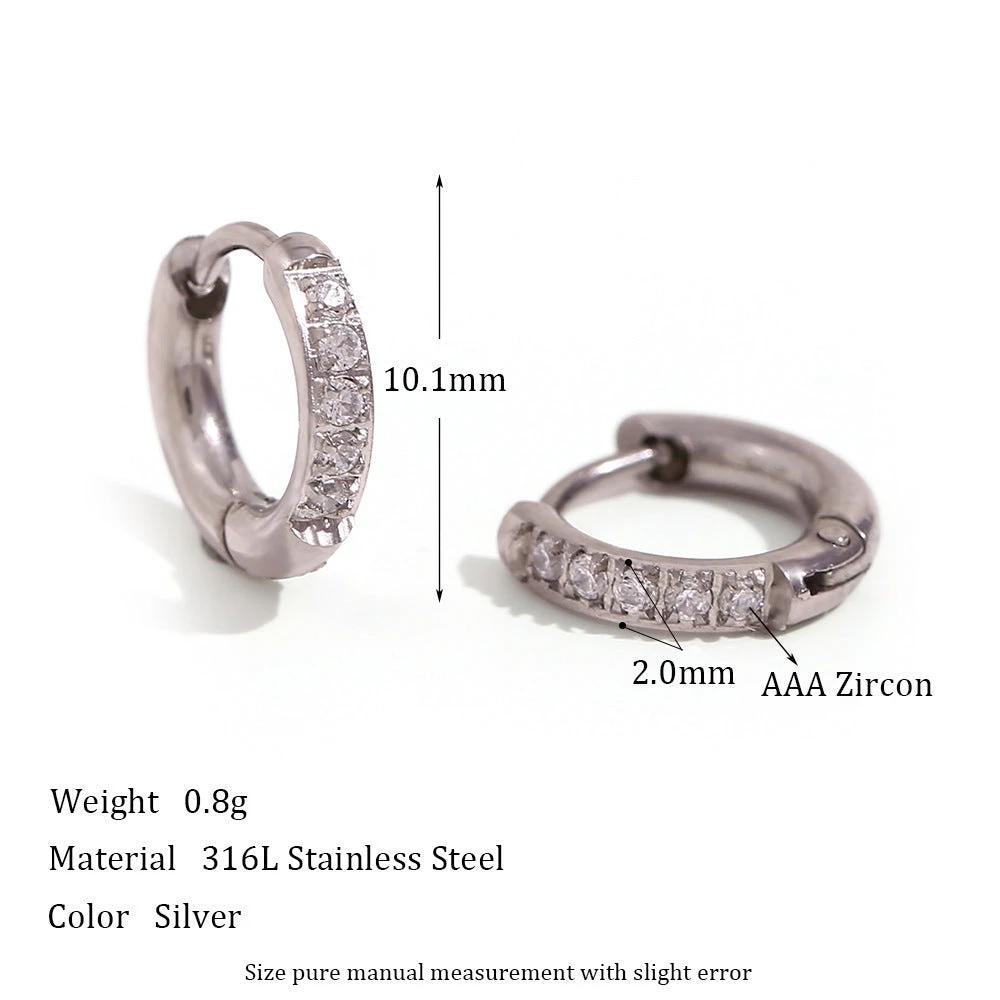 Women's Fashion Titanium Steel Rounded Edge Zircon Earrings by GJG Denim