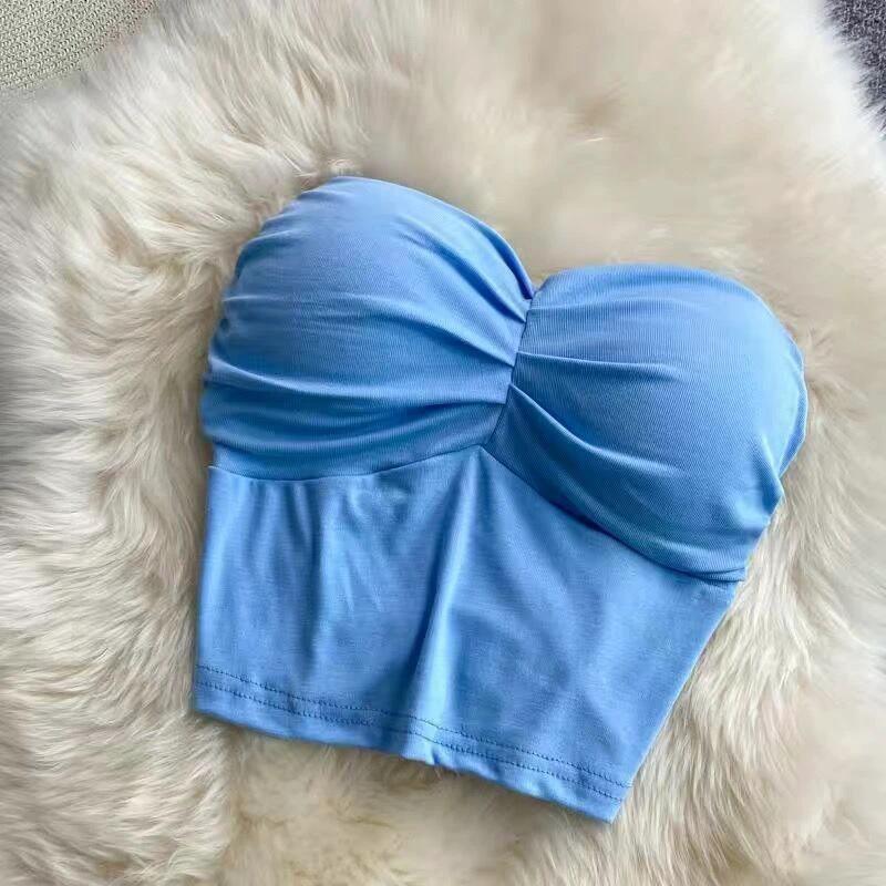 Outer Wear Wrapped Chest Strapless With Chest Pad Anti-exposure Inner Base Underwear by GJG Denim