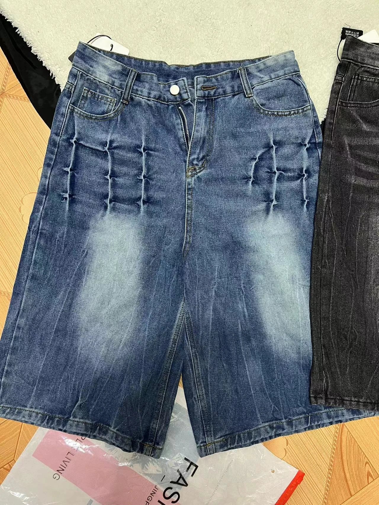 Loose Casual Straight-leg Washed Do The Old Cowboy Shorts Men by GJG Denim