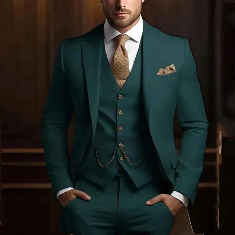 Men's High-grade Gentleman Temperament Slim Three-piece Suit by GJG Denim