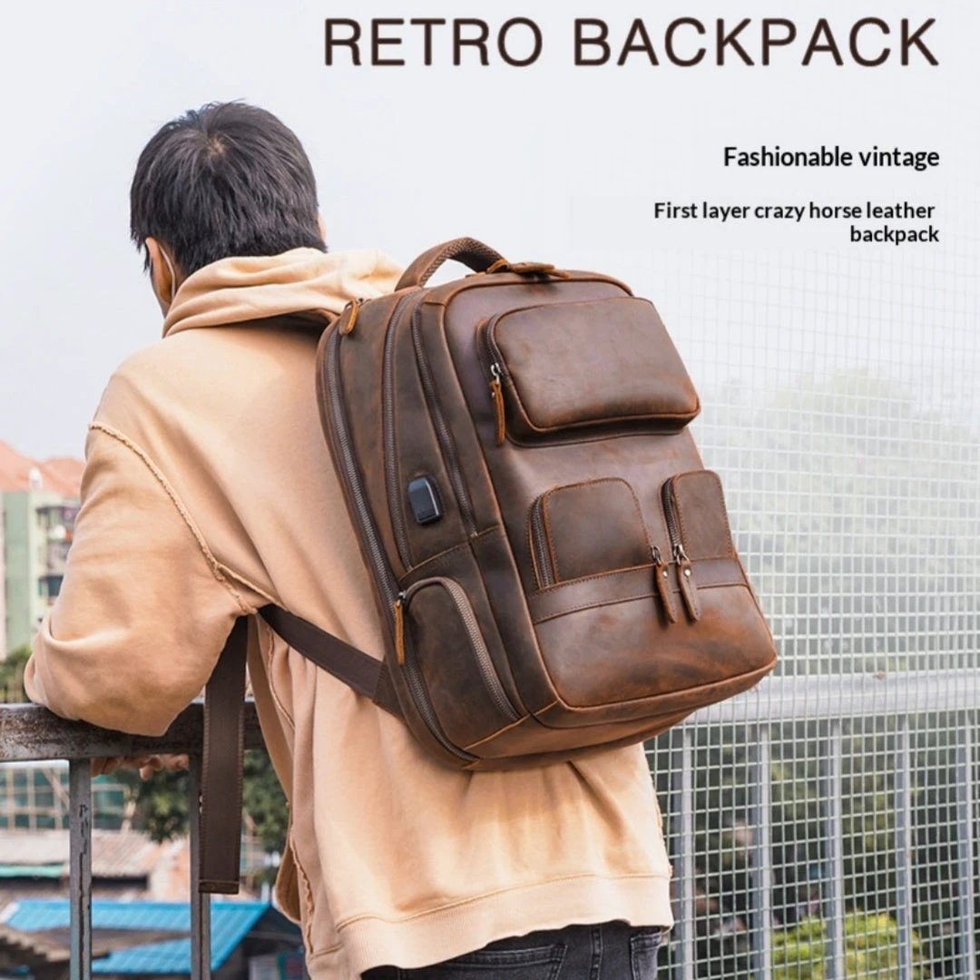 Men's Leather Backpack by GJG Denim