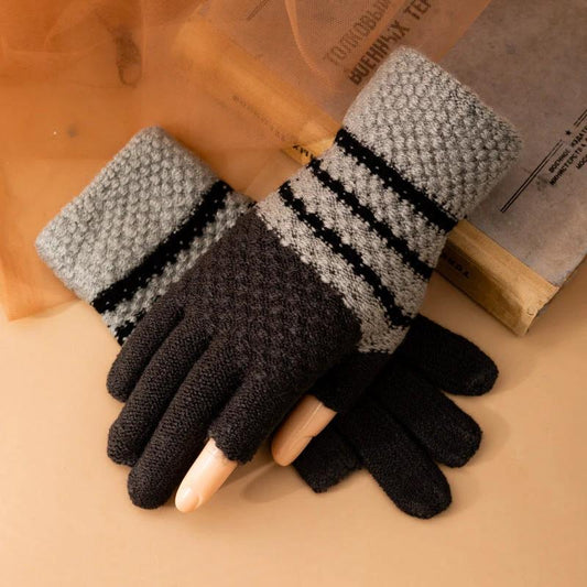 Fleece-lined Knitted Wool Cold-proof Gloves For Men by GJG Denim