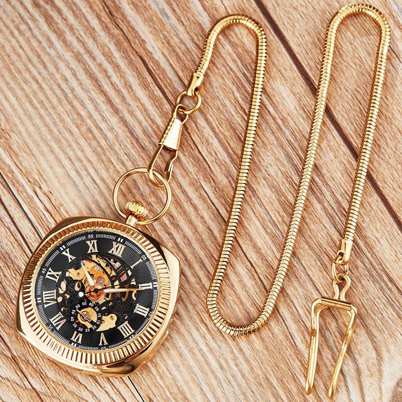 Trendy Fashionable Classic Retro Pocket Watch With A Chain For Men by GJG Denim