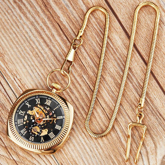 Trendy Fashionable Classic Retro Pocket Watch With A Chain For Men by GJG Denim