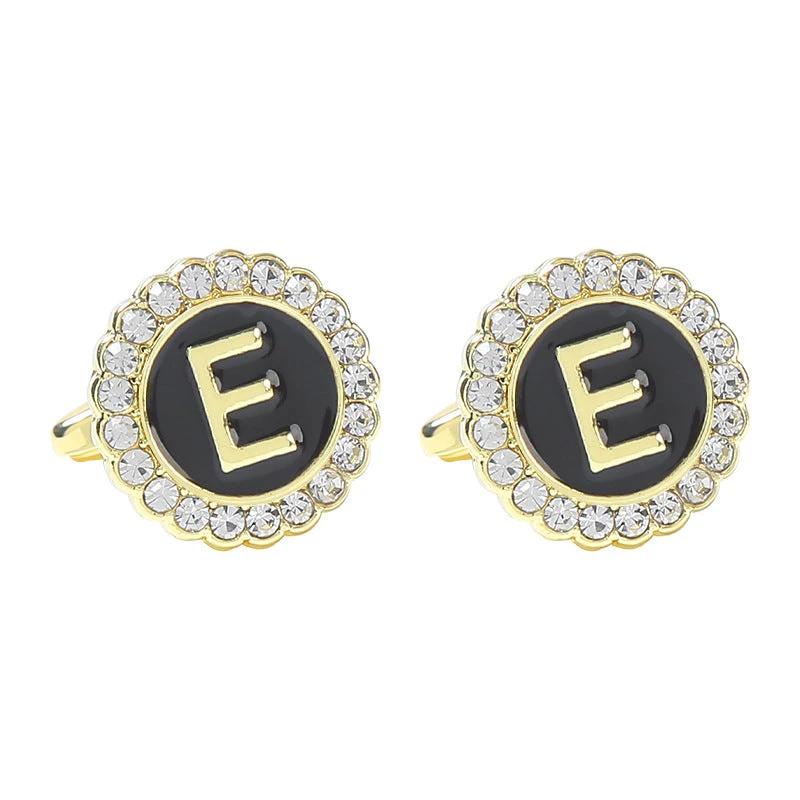 Round Diamond-like Cufflinks for Men 26 Letters by GJG Denim
