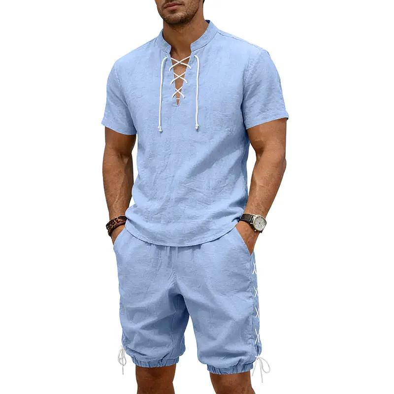 Men's Short-Sleeve Shorts Set by GJG Denim