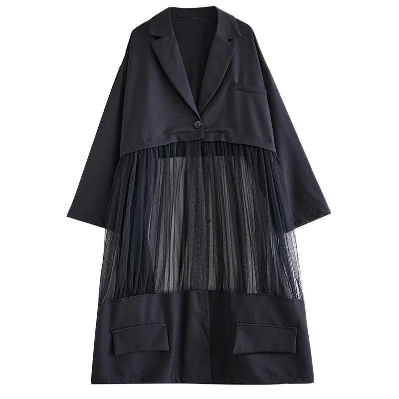 Casual Patchwork Mesh Hollow Suit Skirt by GJG Denim