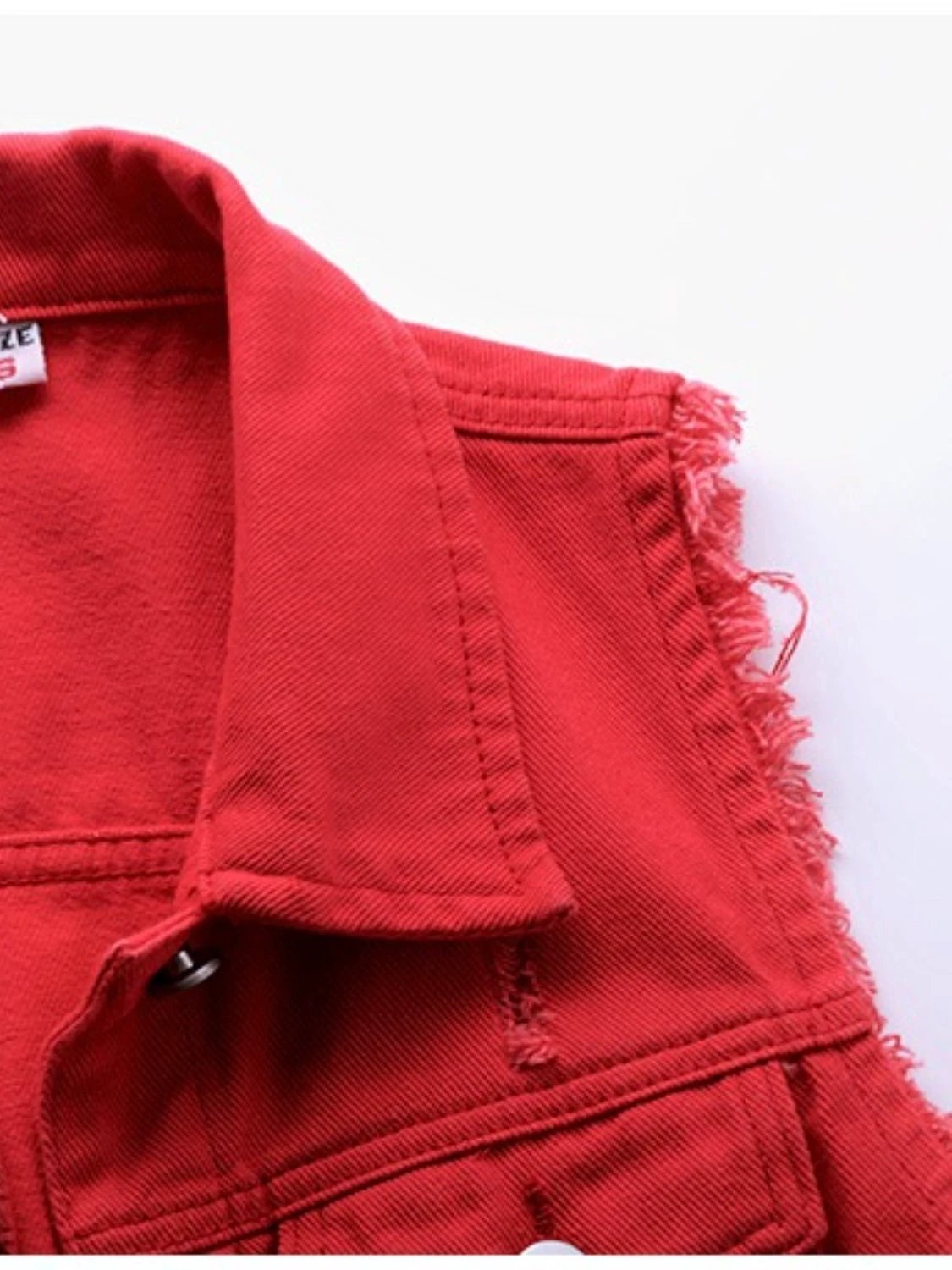 Full Size Button Down Raw Hem Sleeveless Denim Jacket Plus Size by Lady Ros