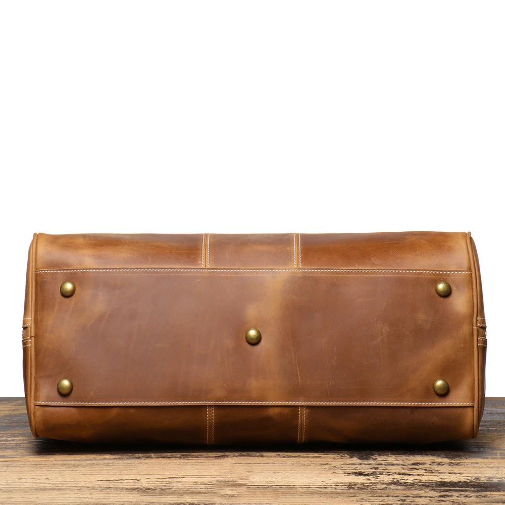 Retro Men's Genuine Leather Portable Travel Bag by GJG Denim