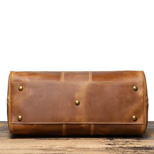 Retro Men's Genuine Leather Portable Travel Bag by GJG Denim