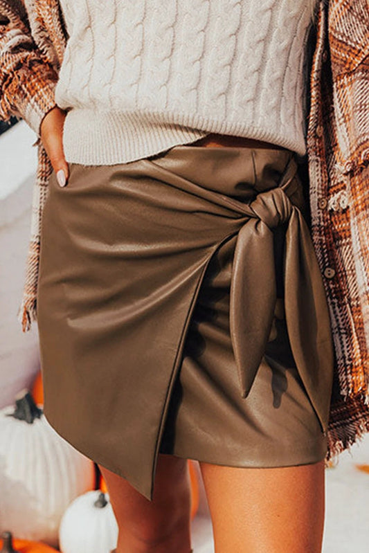 Bowknot Elastic Waist Mini Skirt by Lady Ros