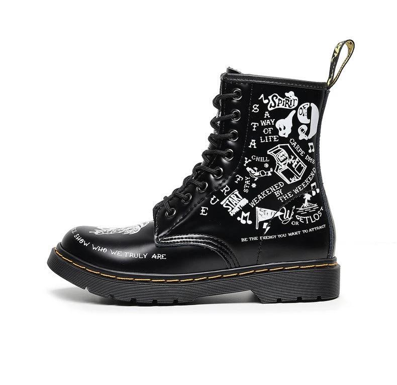 Men's Hard Leather Graffiti Boots by GJG Denim
