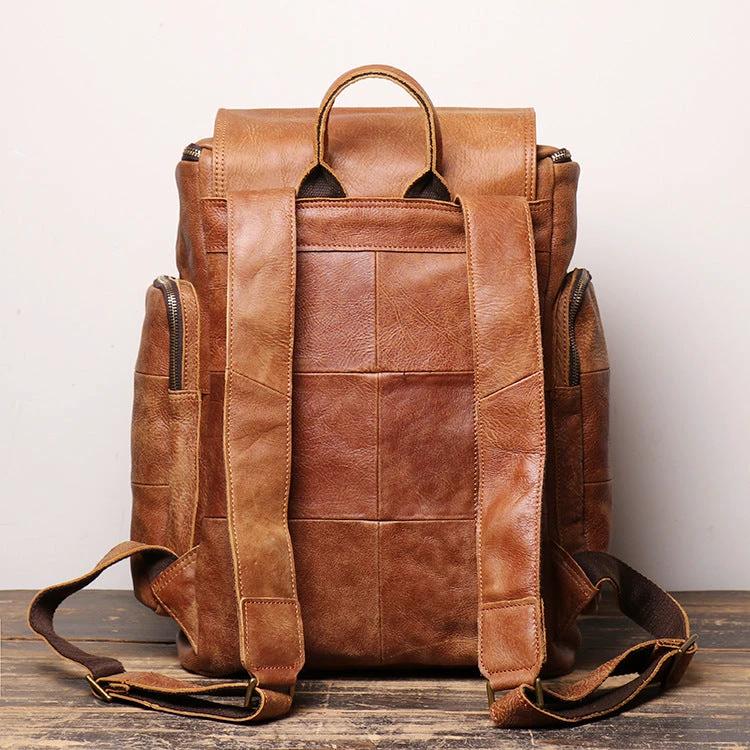 Retro Men's Genuine Leather Backpack by GJG Denim