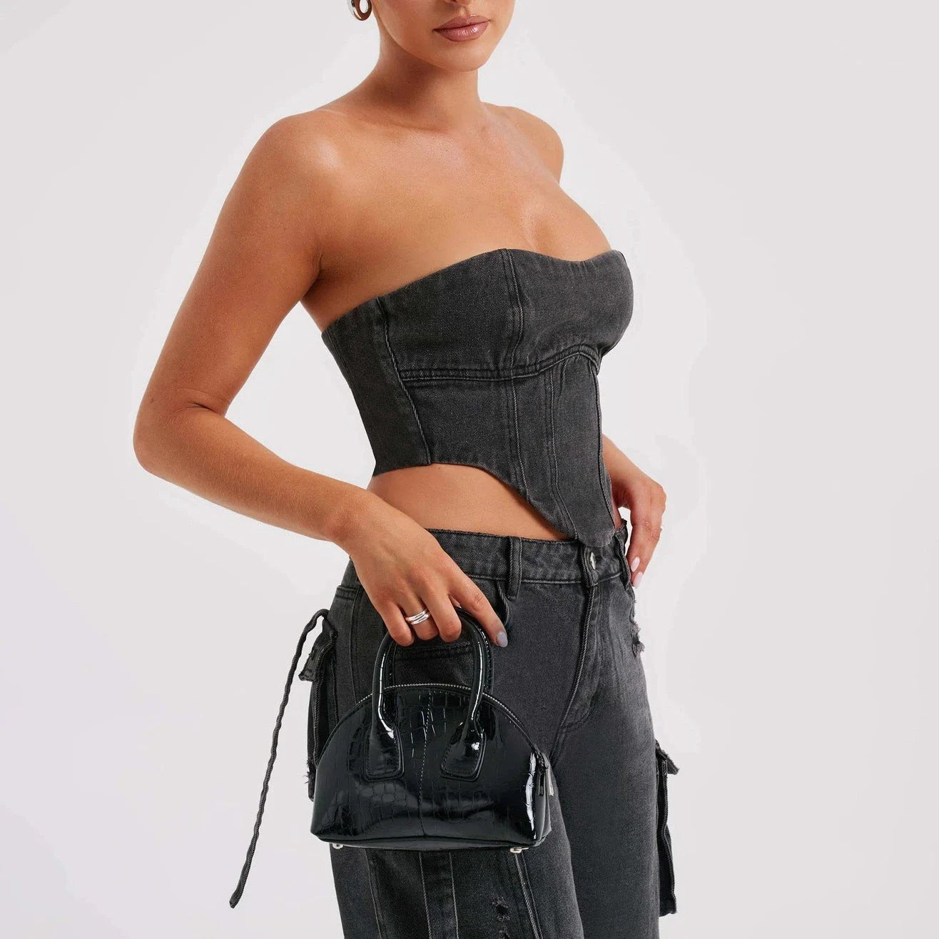 Tube Top And Pocket Stitching Jeans Pants by GJG Denim