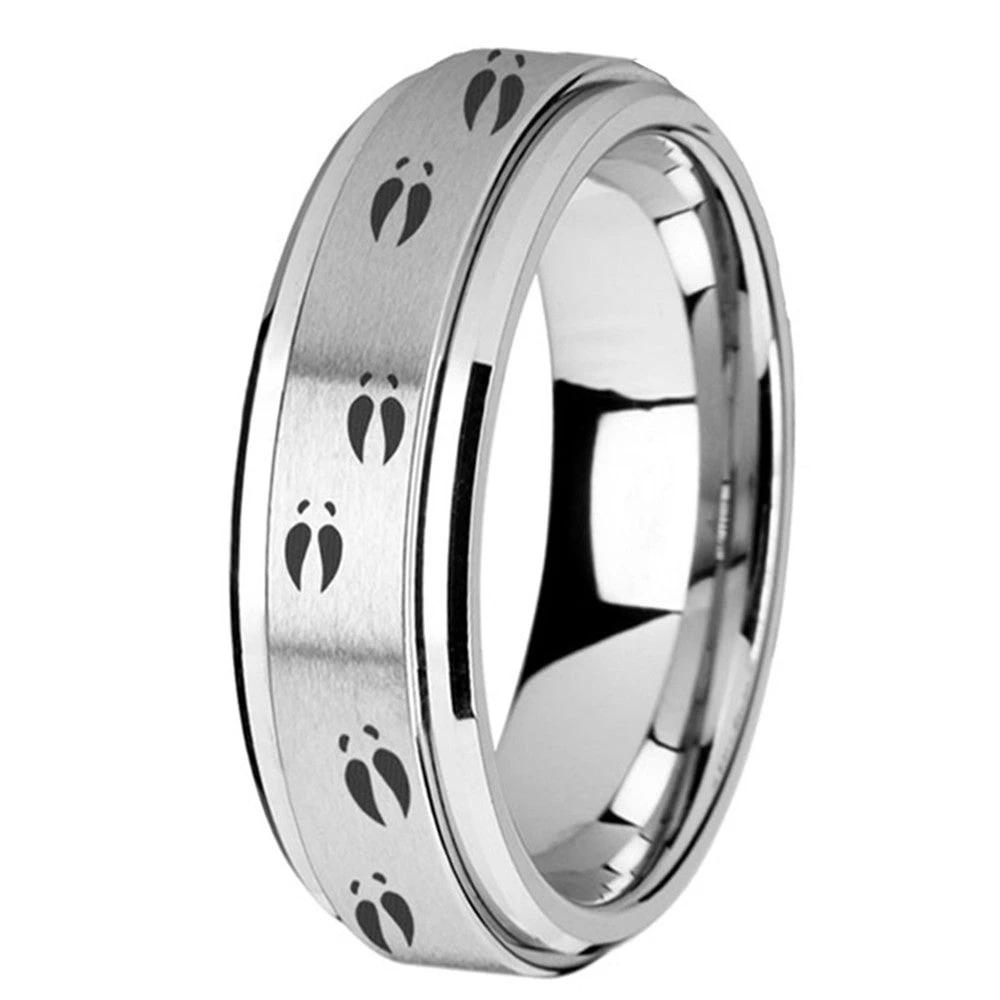 Deer Footprints Turning Titanium Steel Ring For Men by GJG Denim