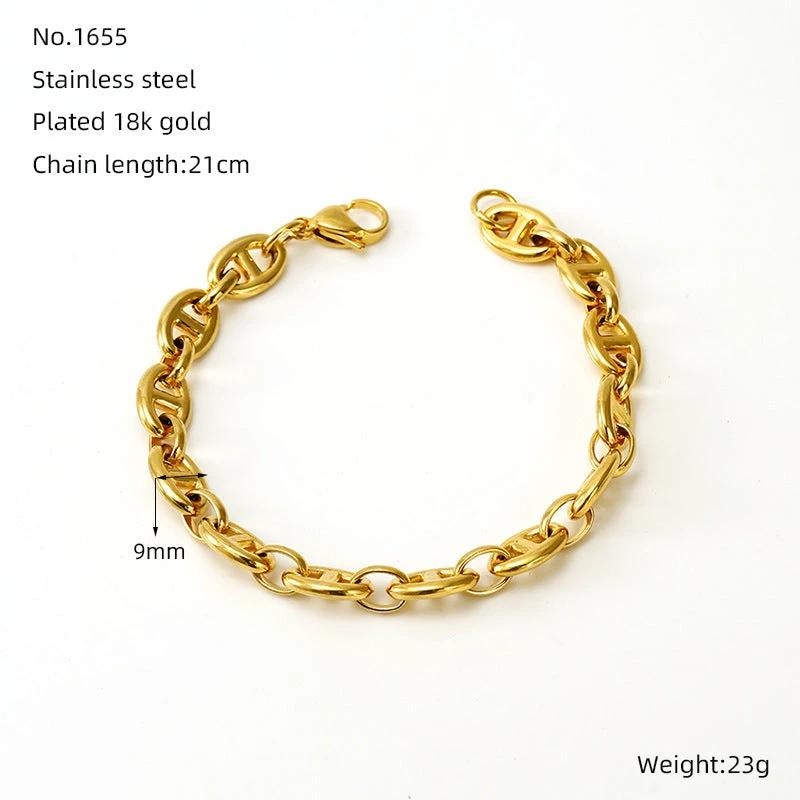 Stainless Steel Gold-plated Bracelet For Men by GJG Denim
