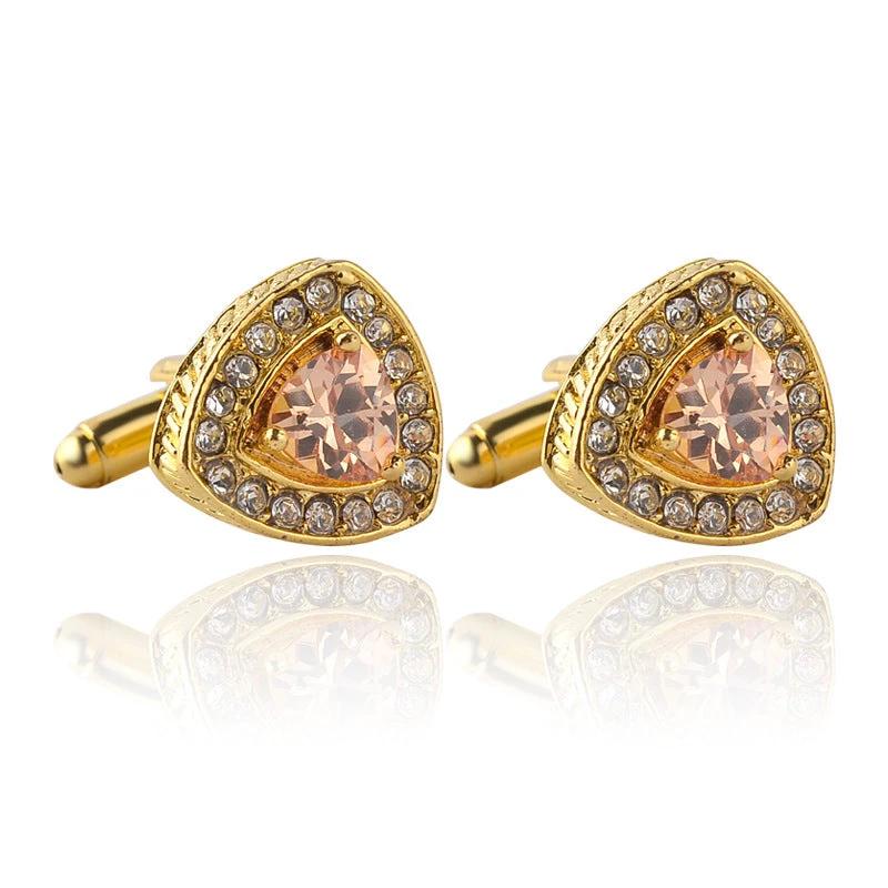 Men's Shirt Cufflinks Triangle Crystal French Diamond by GJG Denim