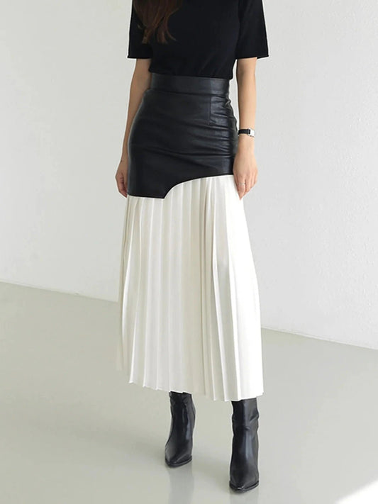 Pleated Contrast High Rise Skirt by Lady Ros
