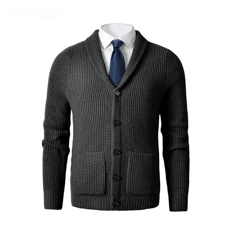 Men's Business Casual Knitted Wool Cardigan by GJG Denim