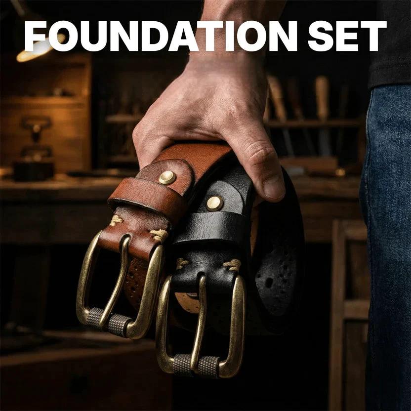 Hollowed-out First-layer Cowhide Pin-buckle Belt For Men by GJG Denim