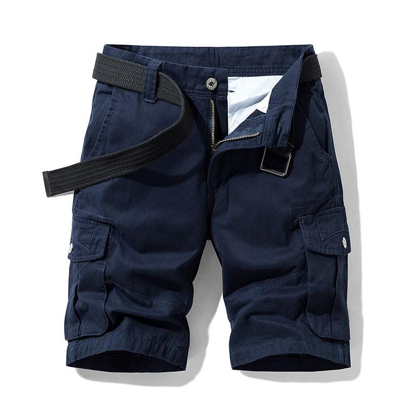 Men's Cotton Shorts Retro Multi-pocket Straight Casual Shorts by GJG Denim