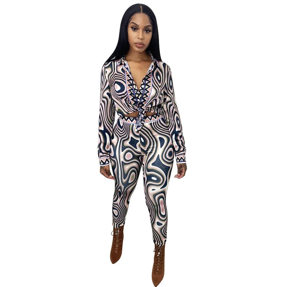 Printed Long Sleeve Matching Set by GJG Denim