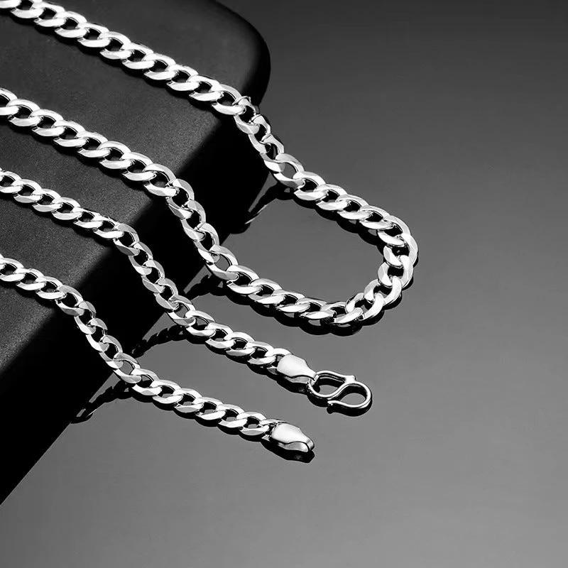S925 Sterling Silver Personality Cuban Link Chain Men's Bracelet by GJG Denim